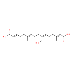 ChemSpider 2D Image | (2E,6E,10Z,14E)-10-(Hydroxymethyl)-2,6,14-trimethyl-2,6,10,14-hexadecatetraenedioic acid | C20H30O5