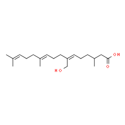 ChemSpider 2D Image | (6Z,10E)-7-(Hydroxymethyl)-3,11,15-trimethyl-6,10,14-hexadecatrienoic acid | C20H34O3