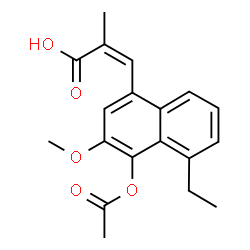 ChemSpider 2D Image | (2Z)-3-(4-Acetoxy-5-ethyl-3-methoxy-1-naphthyl)-2-methylacrylic acid | C19H20O5