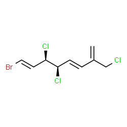 ChemSpider 2D Image | (3E,5R,6R,7E)-8-Bromo-5,6-dichloro-2-(chloromethyl)-1,3,7-octatriene | C9H10BrCl3