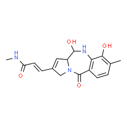 ChemSpider 2D Image | (2E)-3-(9,11-Dihydroxy-8-methyl-5-oxo-5,10,11,11a-tetrahydro-3H-pyrrolo[2,1-c][1,4]benzodiazepin-2-yl)-N-methylacrylamide | C17H19N3O4
