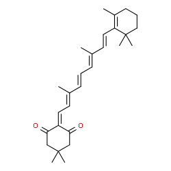 ChemSpider 2D Image | (all-E)-2-(3,7-Dimethyl-9-(2,6,6-trimethyl-1-cyclohexen-1-yl)-2,4,6,8-nonatetraenylidene)-5,5- dimethyl-1,3-cyclohexanedione | C28H38O2