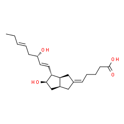 ChemSpider 2D Image | (5Z)-5-[(3aS,4R,5R,6aS)-5-Hydroxy-4-[(1E,3S,5E)-3-hydroxy-1,5-octadien-1-yl]hexahydro-2(1H)-pentalenylidene]pentanoic acid | C21H32O4