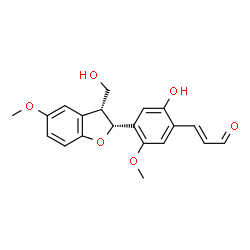 ChemSpider 2D Image | (2E)-3-{2-Hydroxy-4-[(2R,3R)-3-(hydroxymethyl)-5-methoxy-2,3-dihydro-1-benzofuran-2-yl]-5-methoxyphenyl}acrylaldehyde | C20H20O6