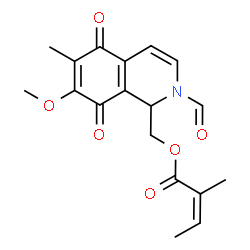 ChemSpider 2D Image | (2-Formyl-7-methoxy-6-methyl-5,8-dioxo-1,2,5,8-tetrahydro-1-isoquinolinyl)methyl (2Z)-2-methyl-2-butenoate | C18H19NO6