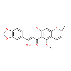 ChemSpider 2D Image | (2Z)-3-(1,3-Benzodioxol-5-yl)-1-(5,7-dimethoxy-2,2-dimethyl-2H-chromen-6-yl)-3-hydroxy-2-propen-1-one | C23H22O7