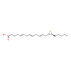 ChemSpider 2D Image | (5E,8E,11E)-13-[(3S)-3-Pentyl-2-thiiranyl]-5,8,11-tridecatrienoic acid | C20H32O2S
