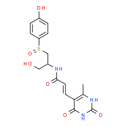 ChemSpider 2D Image | (2E)-N-{1-Hydroxy-3-[(4-hydroxyphenyl)sulfinyl]-2-propanyl}-3-(6-methyl-2,4-dioxo-1,2,3,4-tetrahydro-5-pyrimidinyl)acrylamide | C17H19N3O6S