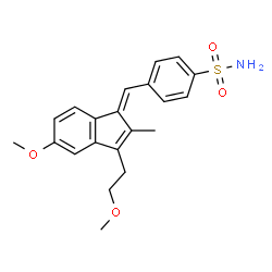 ChemSpider 2D Image | 4-{(E)-[5-Methoxy-3-(2-methoxyethyl)-2-methyl-1H-inden-1-ylidene]methyl}benzenesulfonamide | C21H23NO4S