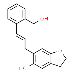 ChemSpider 2D Image | 5-Benzofuranol, 2,3-dihydro-6-(3-(2-(hydroxymethyl)phenyl)-2-propenyl)- | C18H18O3