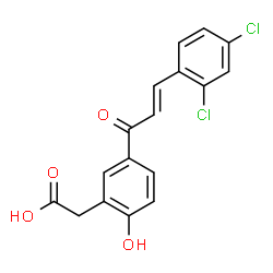 ChemSpider 2D Image | {5-[(2E)-3-(2,4-Dichlorophenyl)-2-propenoyl]-2-hydroxyphenyl}acetic acid | C17H12Cl2O4