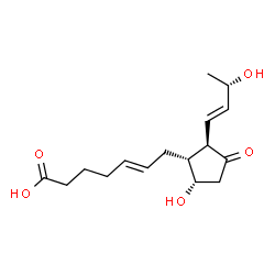 ChemSpider 2D Image | (5E)-7-{(1R,2R,5S)-5-Hydroxy-2-[(1E,3S)-3-hydroxy-1-buten-1-yl]-3-oxocyclopentyl}-5-heptenoic acid | C16H24O5