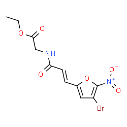ChemSpider 2D Image | Ethyl N-[(2E)-3-(4-bromo-5-nitro-2-furyl)-2-propenoyl]glycinate | C11H11BrN2O6