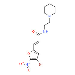 ChemSpider 2D Image | (2E)-3-(4-Bromo-5-nitro-2-furyl)-N-[2-(1-piperidinyl)ethyl]acrylamide | C14H18BrN3O4