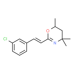 ChemSpider 2D Image | 2-[(E)-2-(3-Chlorophenyl)vinyl]-4,4,6-trimethyl-5,6-dihydro-4H-1,3-oxazine | C15H18ClNO