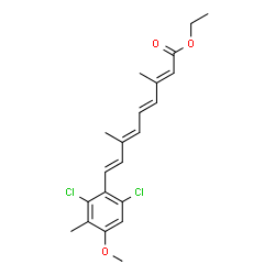 ChemSpider 2D Image | Ethyl (2E,4E,6E,8E)-9-(2,6-dichloro-4-methoxy-3-methylphenyl)-3,7-dimethyl-2,4,6,8-nonatetraenoate | C21H24Cl2O3