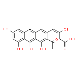 ChemSpider 2D Image | (3E)-4-(3-Acetyl-4,5,7,10-tetrahydroxy-2-anthryl)-3-hydroxy-3-butenoic acid | C20H16O8