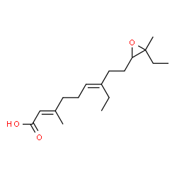 ChemSpider 2D Image | (2E,6E)-7-Ethyl-9-(3-ethyl-3-methyl-2-oxiranyl)-3-methyl-2,6-nonadienoic acid | C17H28O3
