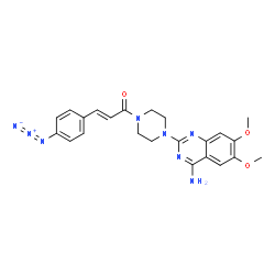 ChemSpider 2D Image | (2E)-1-[4-(4-Amino-6,7-dimethoxy-2-quinazolinyl)-1-piperazinyl]-3-(4-azidophenyl)-2-propen-1-one | C23H24N8O3