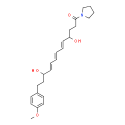 ChemSpider 2D Image | (5E,7E,9E)-4,11-Dihydroxy-13-(4-methoxyphenyl)-1-(1-pyrrolidinyl)-5,7,9-tridecatrien-1-one | C24H33NO4