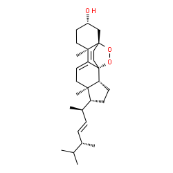 ChemSpider 2D Image | (1R,2R,5R,6R,10R,13S,15R)-5-[(2R,3E,5R)-5,6-Dimethyl-3-hepten-2-yl]-6,10-dimethyl-16,17-dioxapentacyclo[13.2.2.0~1,9~.0~2,6~.0~10,15~]nonadeca-8,18-dien-13-ol | C28H42O3