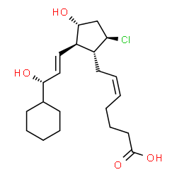ChemSpider 2D Image | (5Z)-7-{(1R,2R,3R,5R)-5-Chloro-2-[(1E,3S)-3-cyclohexyl-3-hydroxy-1-propen-1-yl]-3-hydroxycyclopentyl}-5-heptenoic acid | C21H33ClO4
