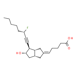 ChemSpider 2D Image | (5Z)-5-[(3aR,4R,5S,6aR)-4-[(3S)-3-Fluoro-1-octyn-1-yl]-5-hydroxyhexahydro-2(1H)-pentalenylidene]pentanoic acid | C21H31FO3