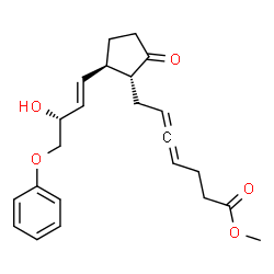 ChemSpider 2D Image | Methyl 7-{(1R,2R)-2-[(1E,3R)-3-hydroxy-4-phenoxy-1-buten-1-yl]-5-oxocyclopentyl}-4,5-heptadienoate | C23H28O5