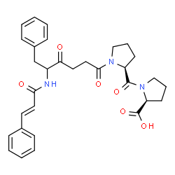 ChemSpider 2D Image | 1-(4-Oxo-6-phenyl-5-{[(2E)-3-phenyl-2-propenoyl]amino}hexanoyl)-L-prolyl-L-proline | C31H35N3O6