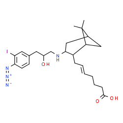 ChemSpider 2D Image | (5E)-7-(3-{[3-(4-Azido-3-iodophenyl)-2-hydroxypropyl]amino}-6,6-dimethylbicyclo[3.1.1]hept-2-yl)-5-heptenoic acid | C25H35IN4O3