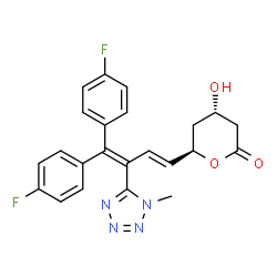 ChemSpider 2D Image | 2H-Pyran-2-one, 6-(4,4-bis(4-fluorophenyl)-3-(1-methyl-1H-tetrazol-5-yl)-1,3-butadienyl)tetrahydro-4-hydroxy-, (4S-trans)- | C23H20F2N4O3