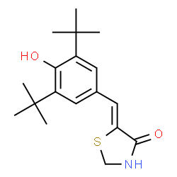 ChemSpider 2D Image | (5Z)-5-[4-Hydroxy-3,5-bis(2-methyl-2-propanyl)benzylidene]-1,3-thiazolidin-4-one | C18H25NO2S