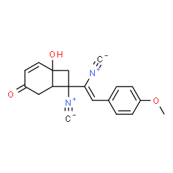 ChemSpider 2D Image | 6-Hydroxy-8-isocyano-8-[(Z)-1-isocyano-2-(4-methoxyphenyl)vinyl]bicyclo[4.2.0]oct-4-en-3-one | C19H16N2O3