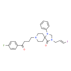 ChemSpider 2D Image | 1,3,8-Triazaspiro(4.5)decan-4-one, 8-(4-(4-fluorophenyl)-4-oxobutyl)-3-(3-iodo-2-propenyl)-1-phenyl-, (E)- | C26H29FIN3O2