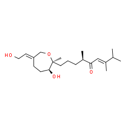 ChemSpider 2D Image | (3E,6R)-9-[(2S,3S,6E)-3-Hydroxy-6-(2-hydroxyethylidene)-2-methyl-2-oxepanyl]-2,3,6-trimethyl-3-nonen-5-one | C21H36O4