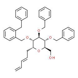 ChemSpider 2D Image | (1R)-1,5-Anhydro-3,4-di-O-benzyl-2-O-(2-benzylbenzyl)-1-[(2E)-2,4-pentadien-1-yl]-D-glucitol | C39H42O5