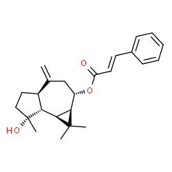 ChemSpider 2D Image | (1aR,2S,4aR,7R,7aR,7bR)-7-Hydroxy-1,1,7-trimethyl-4-methylenedecahydro-1H-cyclopropa[e]azulen-2-yl (2E)-3-phenylacrylate | C24H30O3
