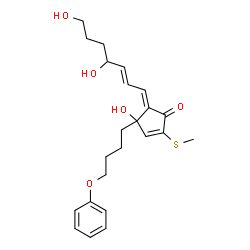 ChemSpider 2D Image | (5E)-5-[(2E)-4,7-Dihydroxy-2-hepten-1-ylidene]-4-hydroxy-2-(methylsulfanyl)-4-(4-phenoxybutyl)-2-cyclopenten-1-one | C23H30O5S