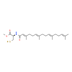ChemSpider 2D Image | Methyl N-[(2E,6E,10E)-3,7,11,15-tetramethyl-2,6,10,14-hexadecatetraenoyl]-L-cysteinate | C24H39NO3S