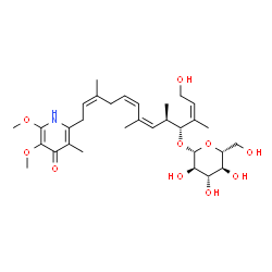 ChemSpider 2D Image | (2Z,4R,5R,6Z,8Z,11Z)-13-(5,6-Dimethoxy-3-methyl-4-oxo-1,4-dihydro-2-pyridinyl)-1-hydroxy-3,5,7,11-tetramethyl-2,6,8,11-tridecatetraen-4-yl beta-D-glucopyranoside | C31H47NO10