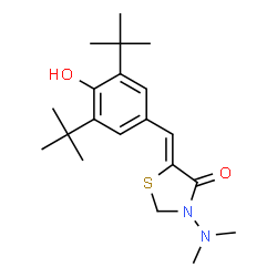 ChemSpider 2D Image | 4-Thiazolidinone, 5-((3,5-bis(1,1-dimethylethyl)-4-hydroxyphenyl)methylene)-3-(dimethylamino)- | C20H30N2O2S