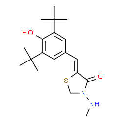 ChemSpider 2D Image | 5-((3,5-Bis(1,1-dimethylethyl)-4-hydroxyphenyl)methylene)-3-(methylamino)-4-thiazolidinone | C19H28N2O2S