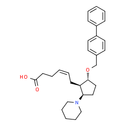 ChemSpider 2D Image | (4Z)-6-[(1R,2R,5R)-2-(4-Biphenylylmethoxy)-5-(1-piperidinyl)cyclopentyl]-4-hexenoic acid | C29H37NO3