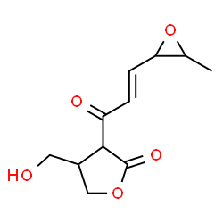 ChemSpider 2D Image | 2(3H)-Furanone, dihydro-4-(hydroxymethyl)-3-(3-(3-methyloxiranyl)-1-oxo-2-propenyl)- | C11H14O5