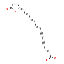 ChemSpider 2D Image | (2E,8E,10E,12E,14Z)-14-(5-Oxo-2(5H)-furanylidene)-2,8,10,12-tetradecatetraene-4,6-diynoic acid | C18H12O4