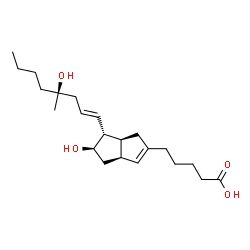 ChemSpider 2D Image | 5-{(3aS,5R,6R,6aS)-5-Hydroxy-6-[(1E,4S)-4-hydroxy-4-methyl-1-octen-1-yl]-1,3a,4,5,6,6a-hexahydro-2-pentalenyl}pentanoic acid | C22H36O4