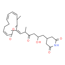 ChemSpider 2D Image | 4-{(6Z)-2-Hydroxy-5-methyl-7-[(4Z)-3-methyl-12-oxooxacyclododeca-4,6,10-trien-2-yl]-4-oxo-6-octen-1-yl}-2,6-piperidinedione | C26H35NO6