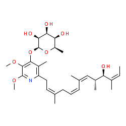 ChemSpider 2D Image | 2-[(2Z,5Z,7Z,9R,10R,11Z)-10-Hydroxy-3,7,9,11-tetramethyl-2,5,7,11-tridecatetraen-1-yl]-5,6-dimethoxy-3-methyl-4-pyridinyl 6-deoxy-beta-D-talopyranoside | C31H47NO8