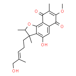 ChemSpider 2D Image | Naphtho(1,2-b)furan-6,9-dione, 2,3-dihydro-4-hydroxy-3-(5-hydroxy-4-methyl-3-pentenyl)-7-methoxy-2,3,8-trimethyl- | C22H26O6