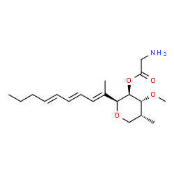 ChemSpider 2D Image | (1S)-1,5-Anhydro-1-[(2E,4E,6E)-2,4,6-decatrien-2-yl]-4-deoxy-2-O-glycyl-4-methyl-3-O-methyl-D-arabinitol | C19H31NO4